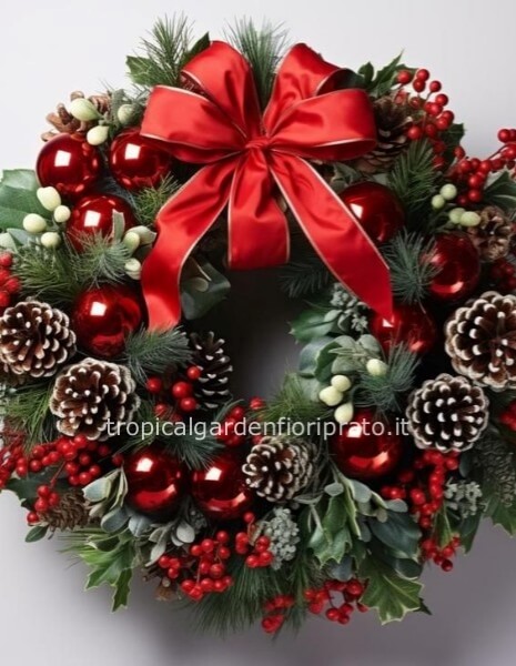 Coroncina natalizia con abete vero