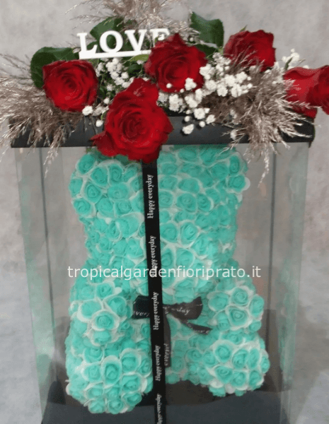 Orso grande 50 cm, color tiffany, con scatola