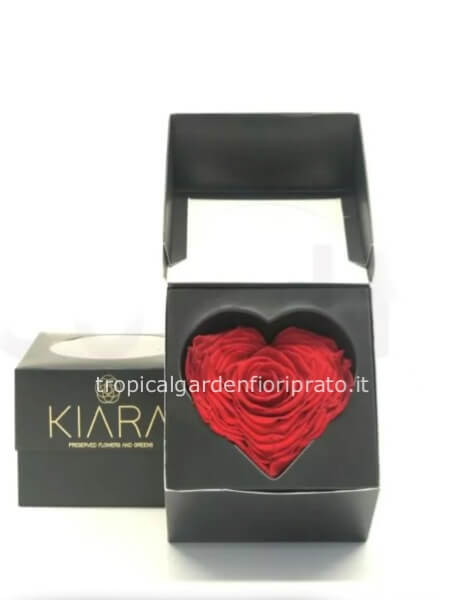 Rosa rossa a cuore XXL stabilizzata profumata con scatola
